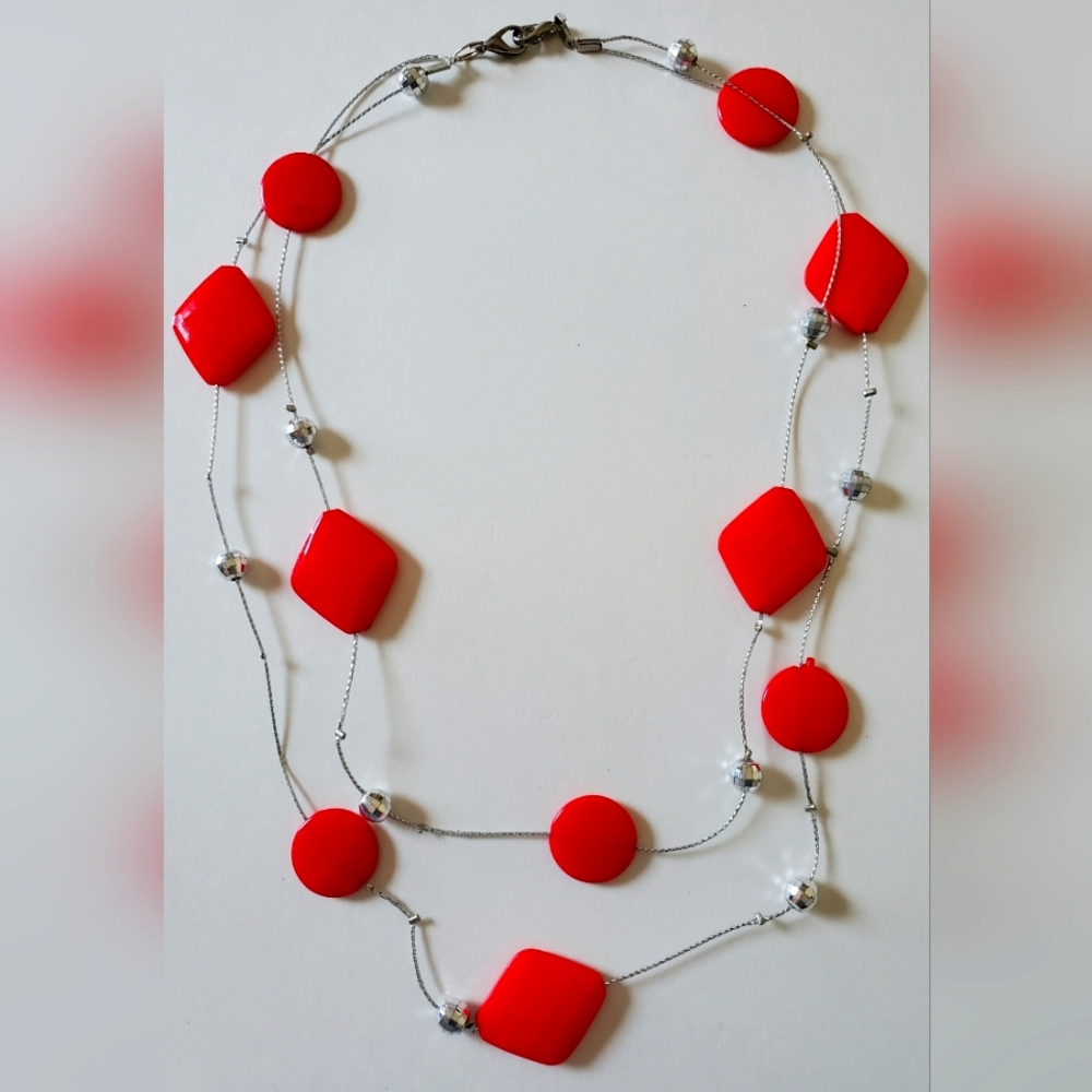 Vintage Carnelian and Silvertone Layered Necklace